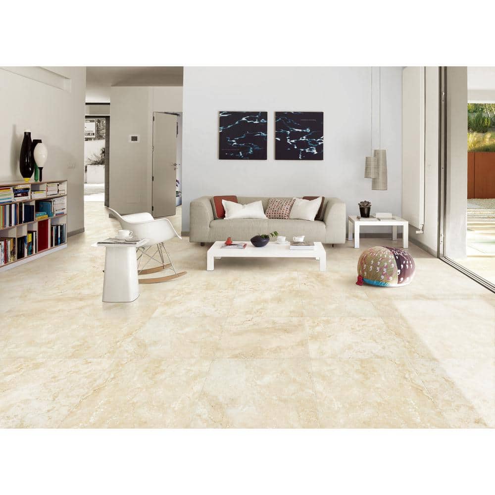 Isabela Ivory 2 cm. x 24 in. x 24 in. Matte Porcelain Stone Look Paver (56 sq. ft./pallet) - Hercitys