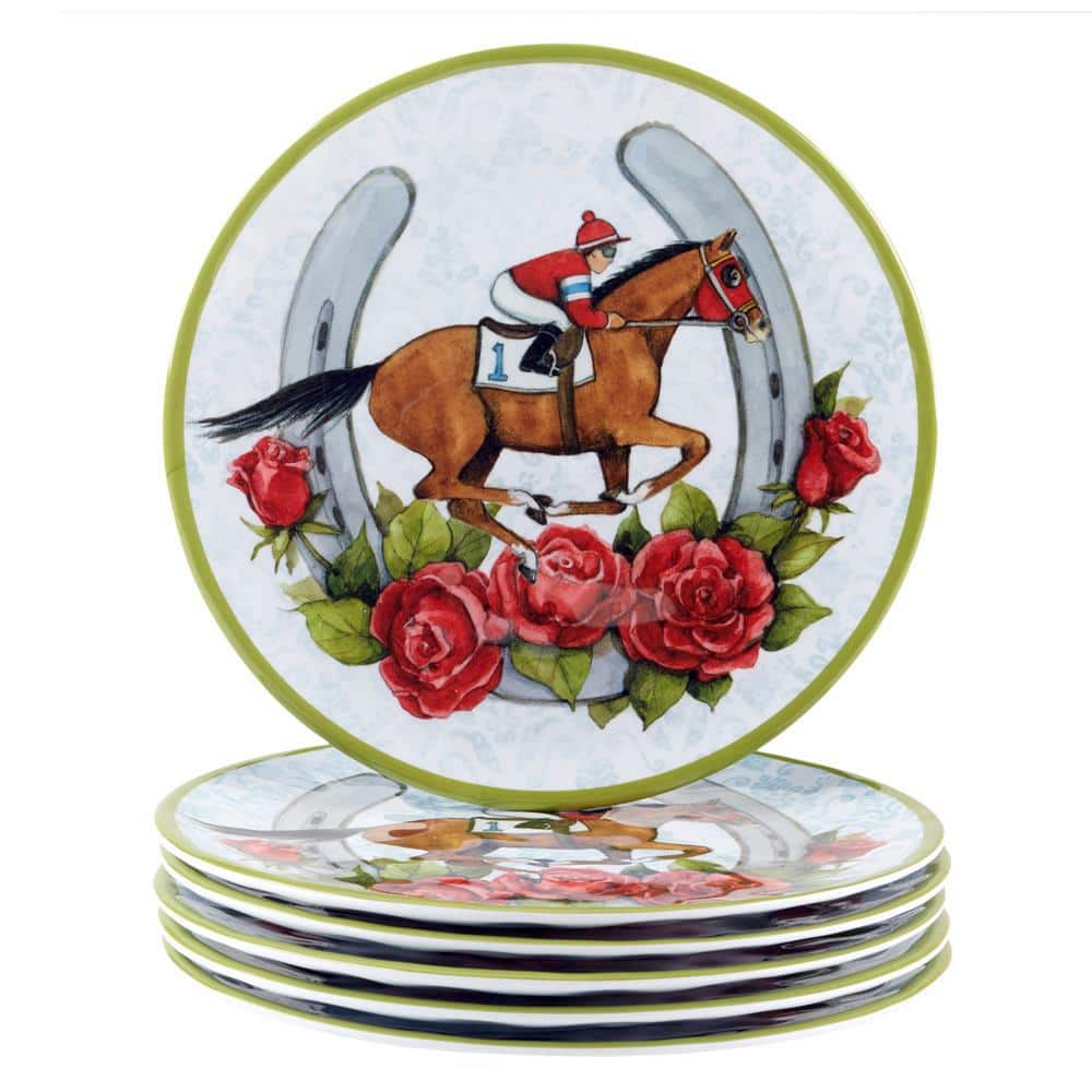 Derby Day at the Races Multicolor Salad Plates (Set of 6) - Hercitys