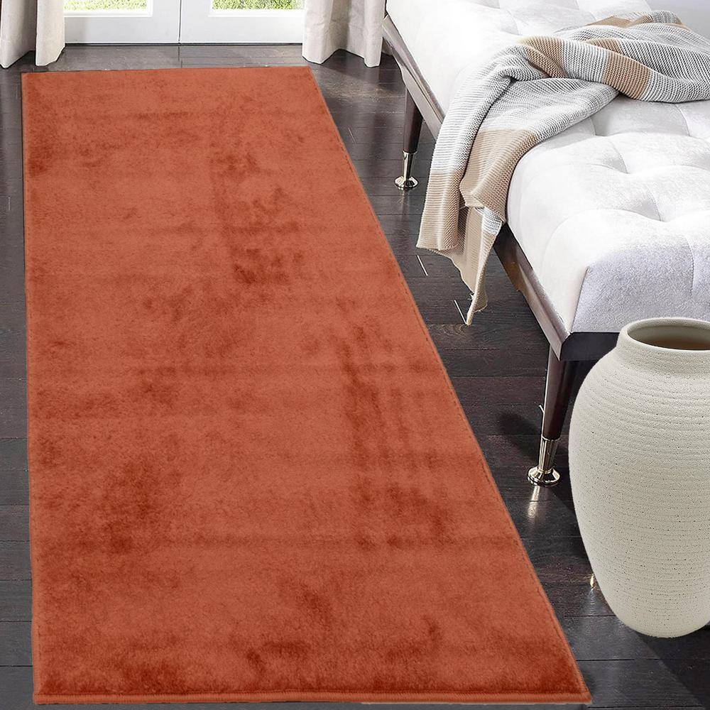 Solid Euro Burnt Orange 26 in. x 22 ft. Your Choice Length Stair Runner - Hercitys