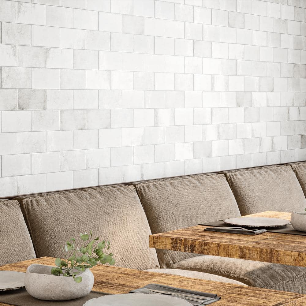 Tripoli White 3.93 in. x 7.87 in. Matte Terracotta Look Ceramic Wall Tile (10.76 sq. ft./Case) - Hercitys