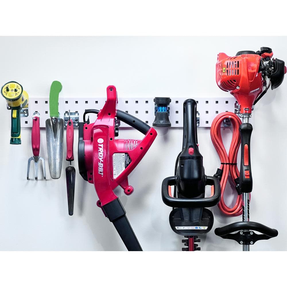 White Garden Pegboard Kit with (1) 36 in. x 4.5 in. Steel Square Hole Pegboard and 8-Piece LocHook Assortment - Hercitys