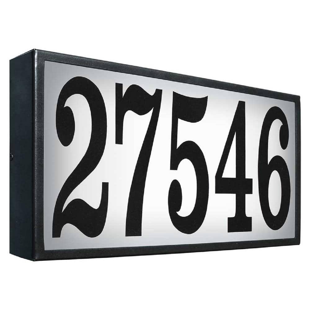 Serrano Extra Large Galvanized Steel Black Lighted Address Plaque with LED Lights - Hercitys