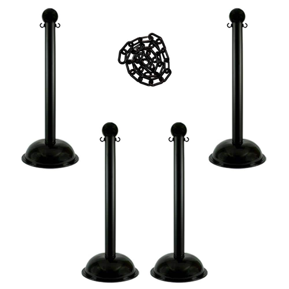 Heavy-Duty Stanchion and Chain Kit in Black - Hercitys
