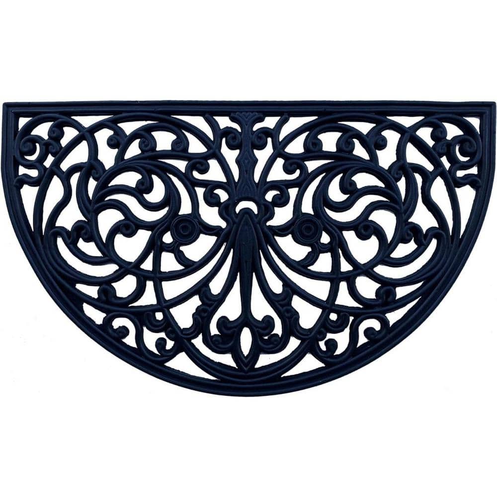 Black 30 in. x 18 in. Rubber Non-Slip Indoor/Outdoor Door Mat - Hercitys