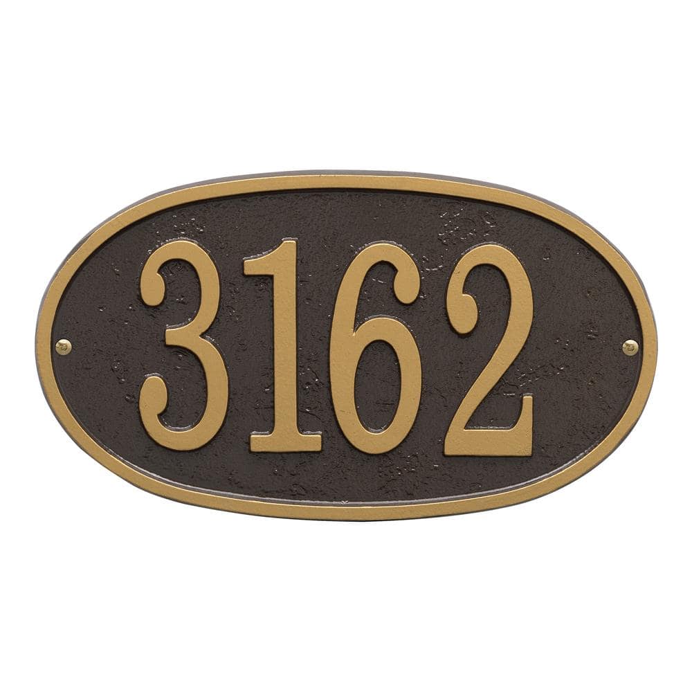 Fast and Easy Oval House Number Plaque, Bronze/Gold - Hercitys