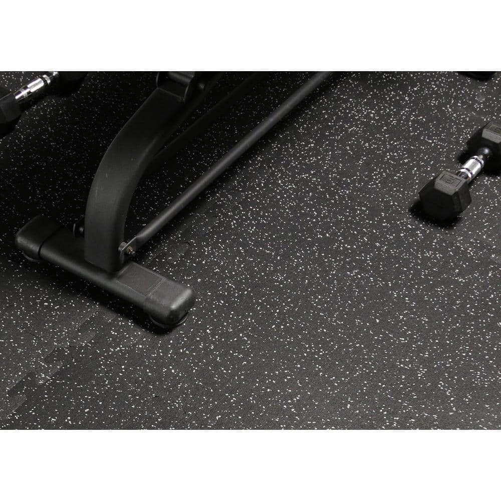 Black with Gray Speck 24 in. x 24 in. Finished Corner Recycled Rubber Floor Tile (16 sq. ft./ case) - Hercitys
