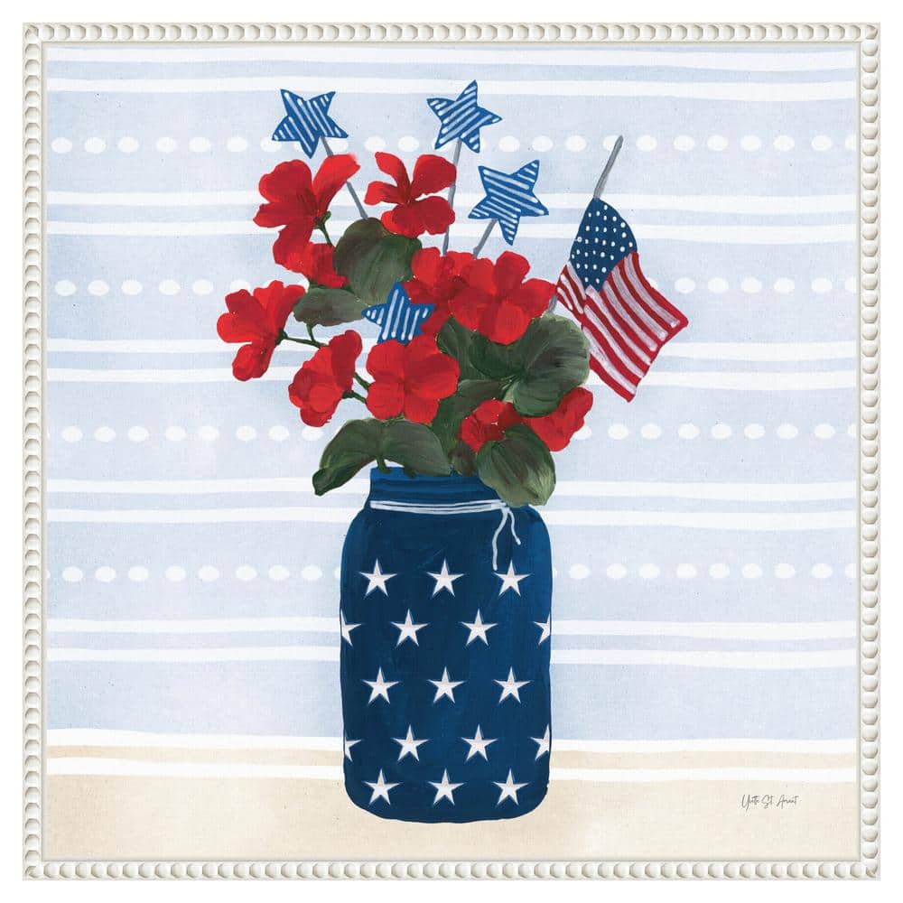 American Gnome IX by Yvette St. Amant 22-in. W x 22-in. H. Canvas Wall Art Print Framed in White - Hercitys