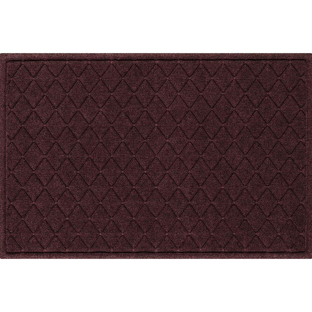 Waterhog Argyle Bordeaux 34 in. x 52 in. PET Polyester Indoor Outdoor Door Mat - Hercitys