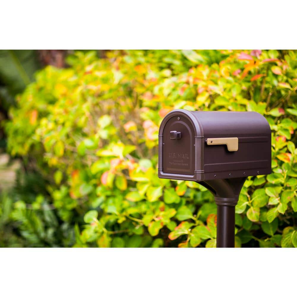Roxbury Rubbed Bronze, Large, Steel Post Mount Mailbox and Premium Steel Post Combo - Hercitys