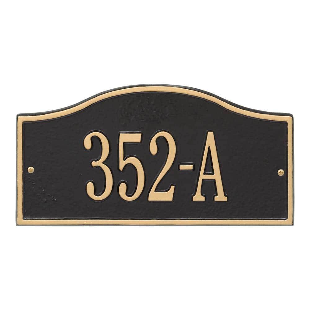 Rolling Hills Rectangular Black/Gold Mini Wall 1-Line Address Plaque - Hercitys