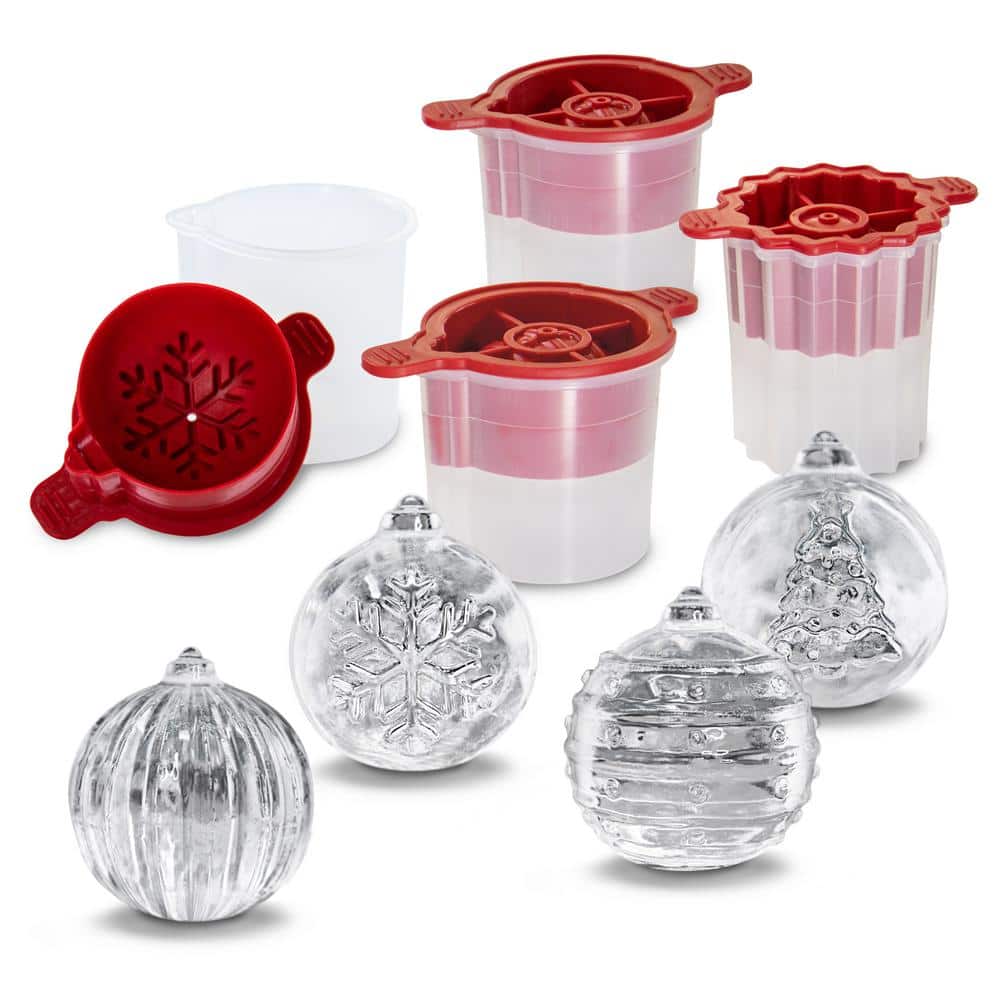 Christmas Ornament Ice Molds, Set of 4, for Making Festive, Slow-Melting Drink Ice - Hercitys