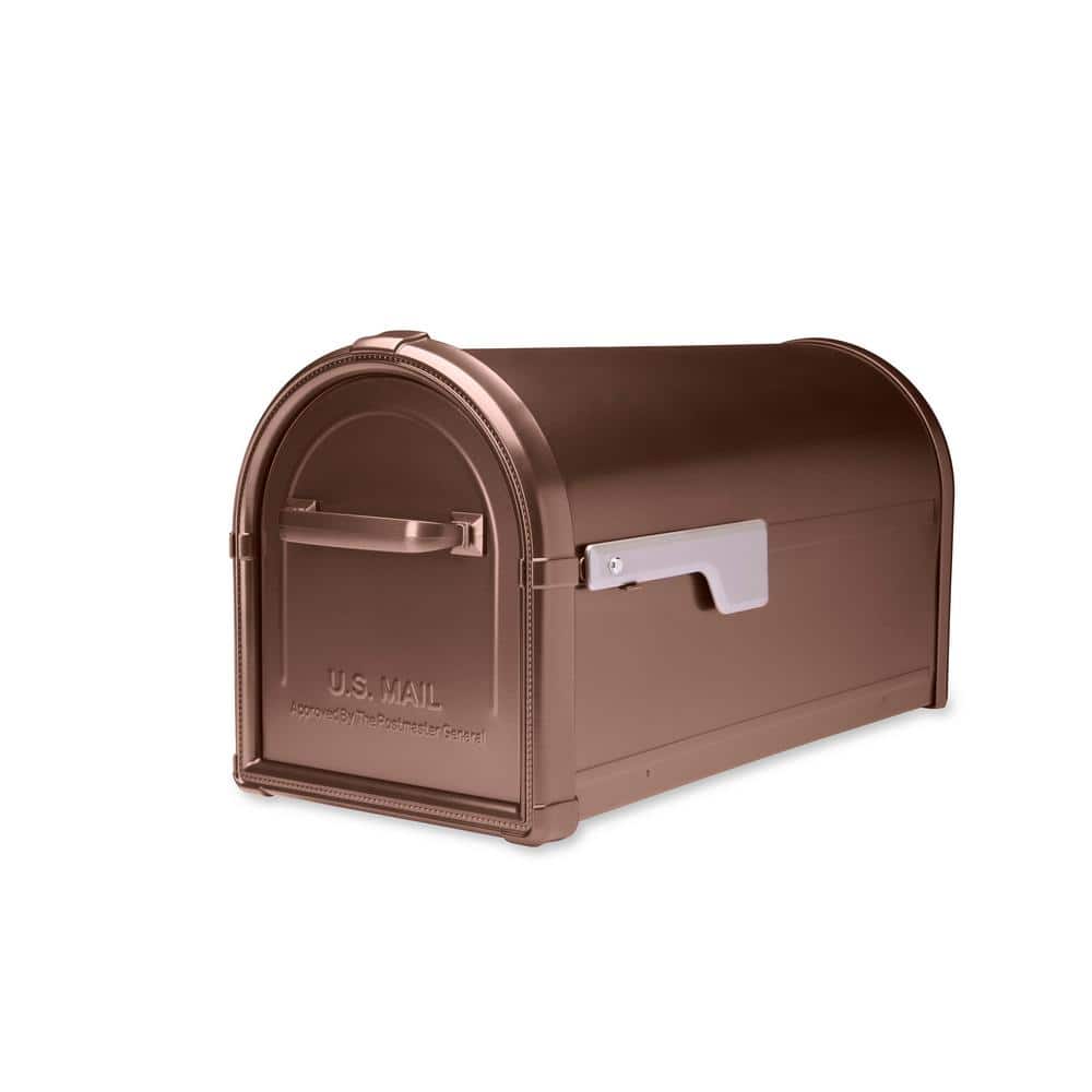 Hillsborough Copper, Large, Steel, Post Mount Mailbox with Silver Flag - Hercitys