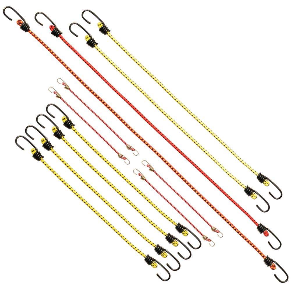 Assorted Size Multi-Color Bungee Cords with Hooks (12 Pack) - Hercitys