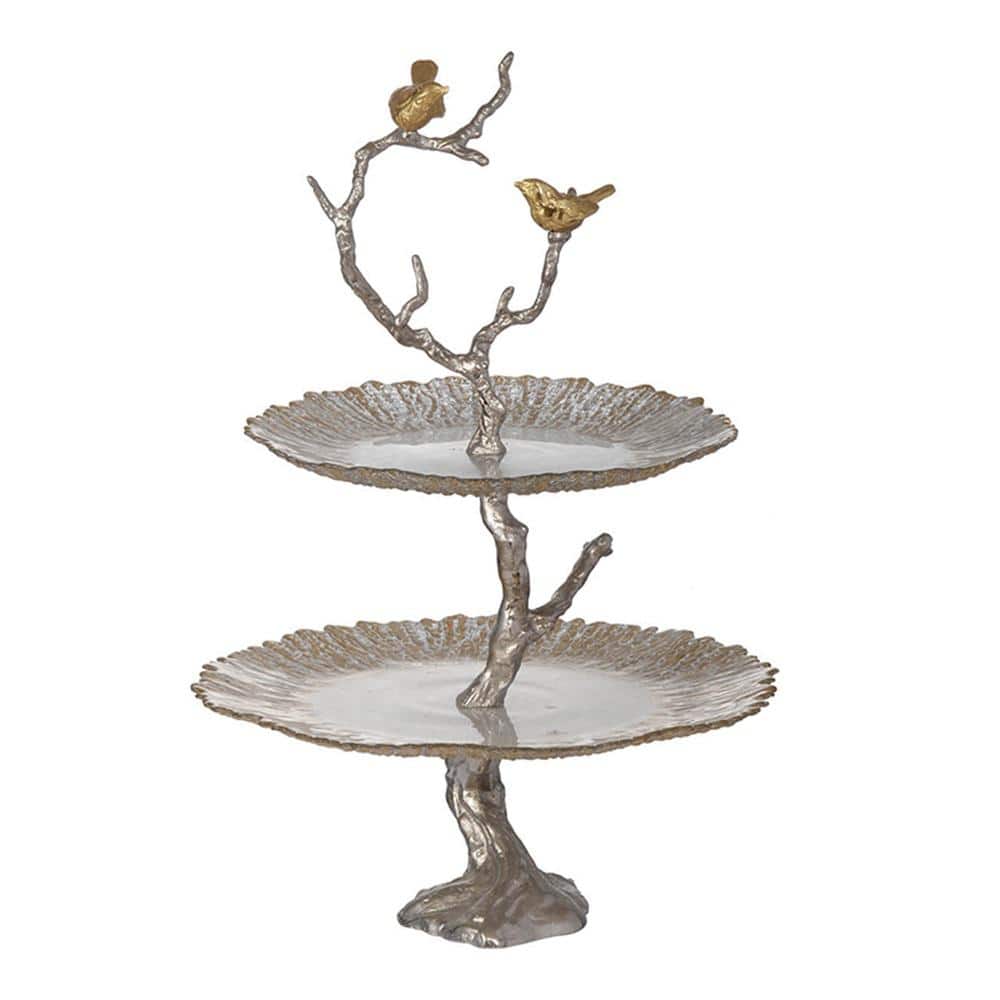Atelier Gold, Silver 2-Tier Serving Plates - Hercitys