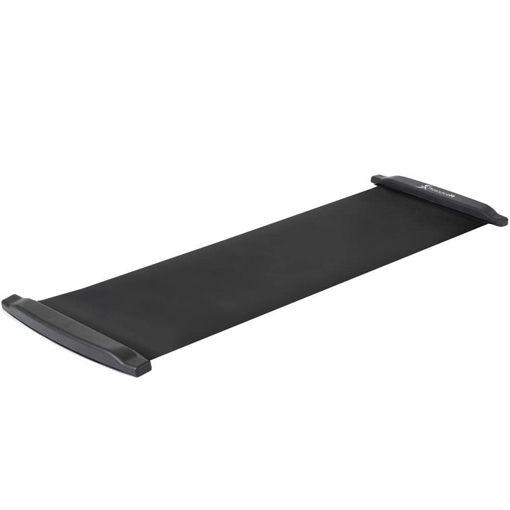 Black 72 in. x 20 in. Non-Slip PVC Exercise Slide Board with End Stops, Booties, and Carrying Bag (10 sq. ft. covered) - Hercitys