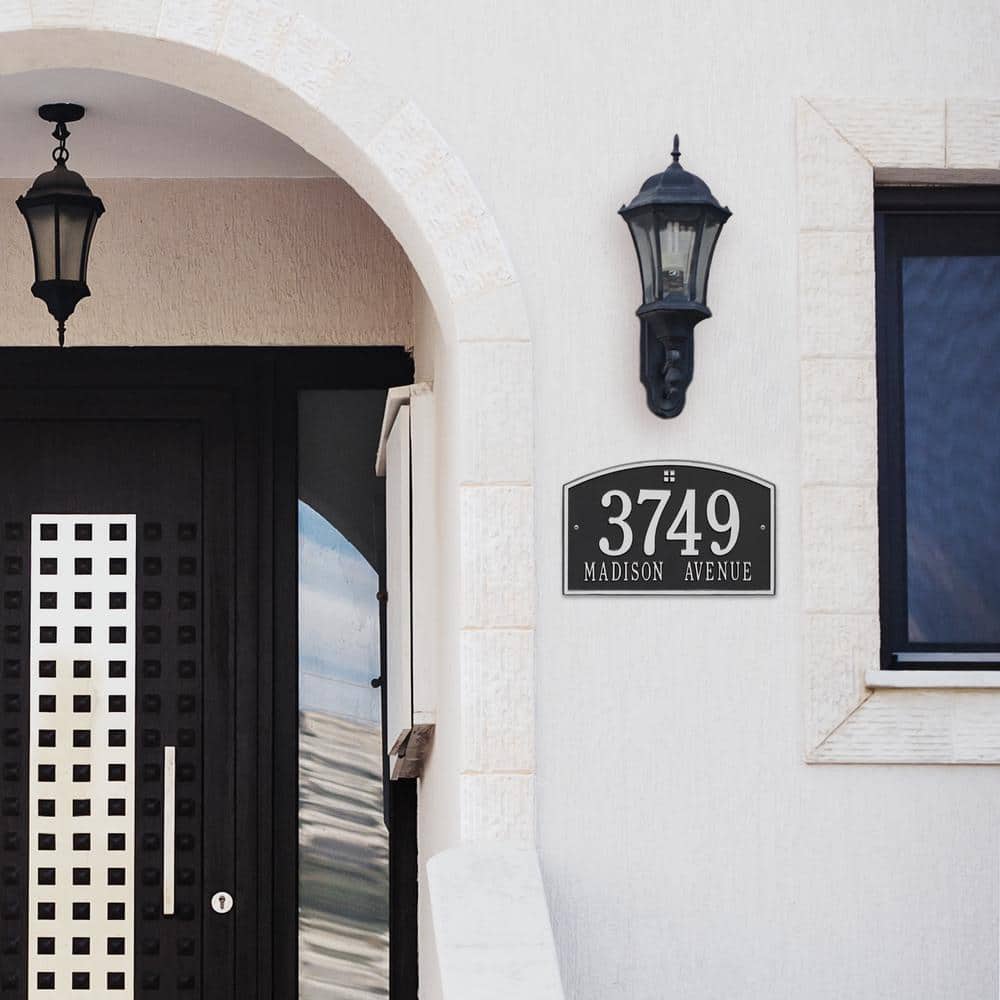 Cape Charles Standard Rectangular Black/Silver Wall 2-Line Address Plaque - Hercitys