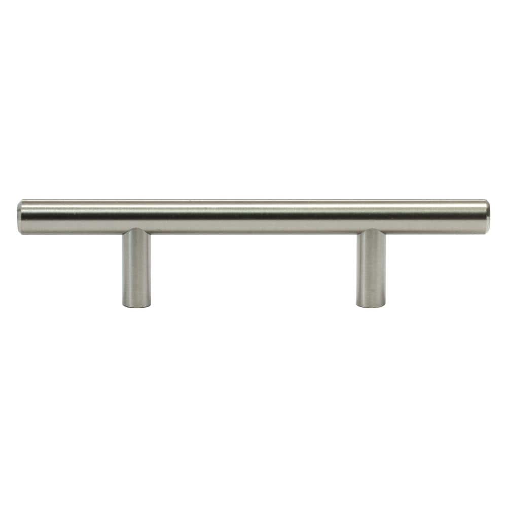 Solid 3 in. (76 mm) Center-to-Center Brushed Nickel Kitchen Cabinet Drawer T-Bar Pull Handle Pull (25-Pack) - Hercitys