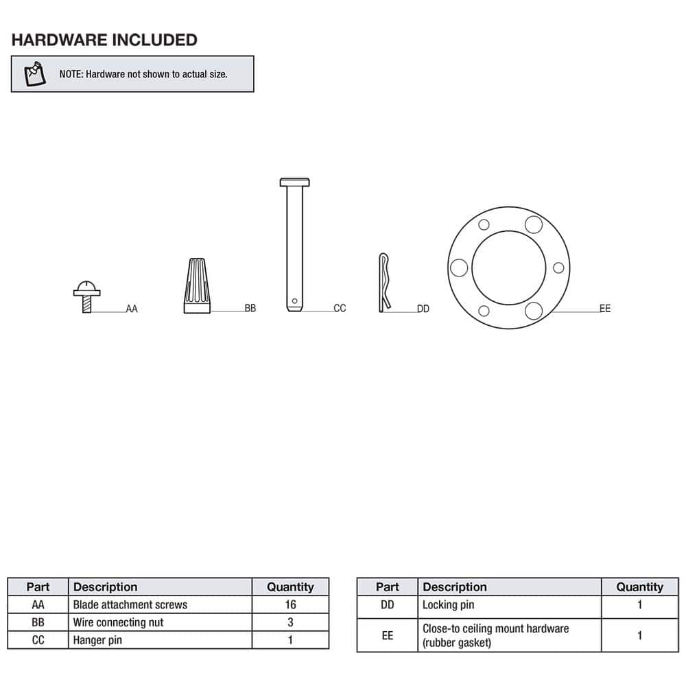 Windward IV Ceiling Fan Replacement Hardware Pack - Hercitys