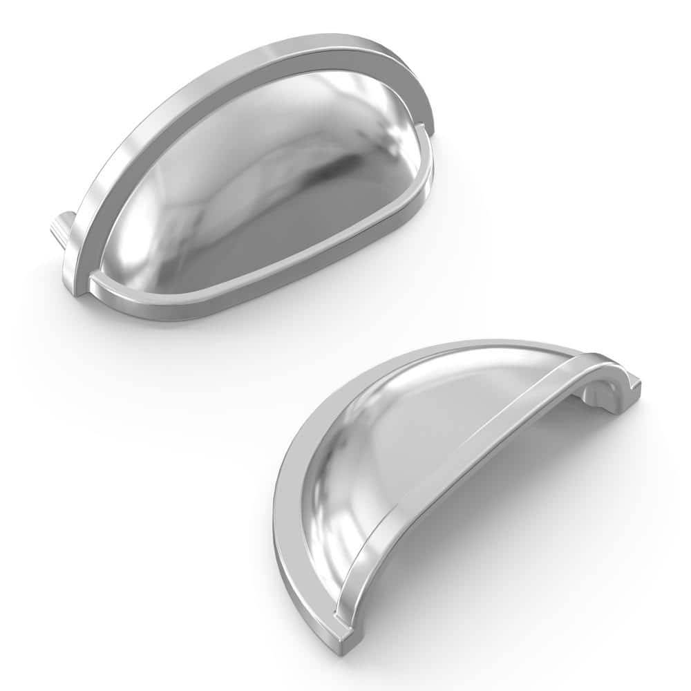 Williamsburg Collection 3 in. (76 mm) Center to Center Polished Chrome Finish Traditional Zinc Cup Pull (10-Pack) - Hercitys