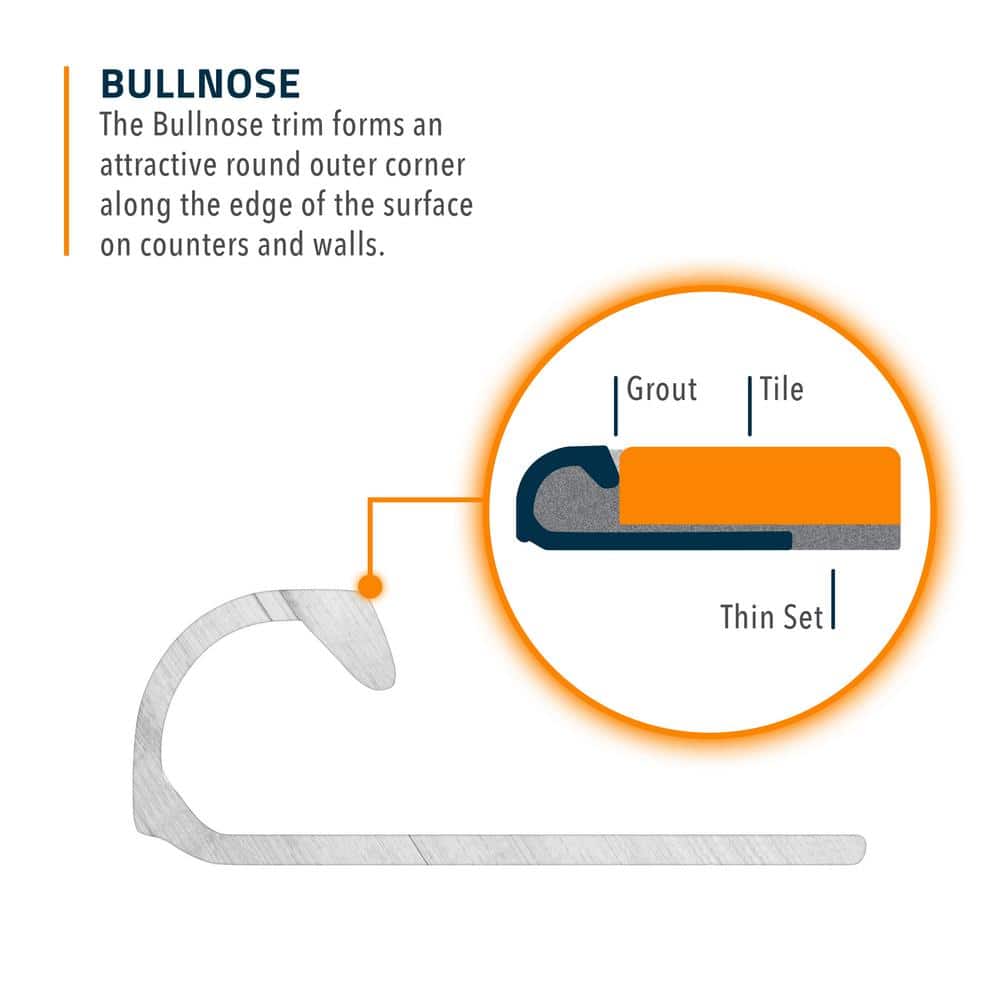 White 3/8 in. x 98 1/2 in. Aluminum Bullnose Tile Edging Trim - Hercitys