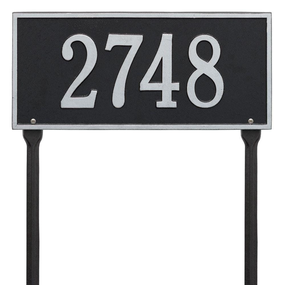 Hartford Rectangular Black/Silver Standard Lawn 1-Line Address Plaque - Hercitys