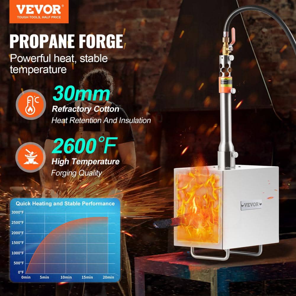 Portable Propane Forge 1-Burner Farrier Forge 2,600°F Knife Metal Square, Fuel Type, Furnace with Natural Gas - Hercitys