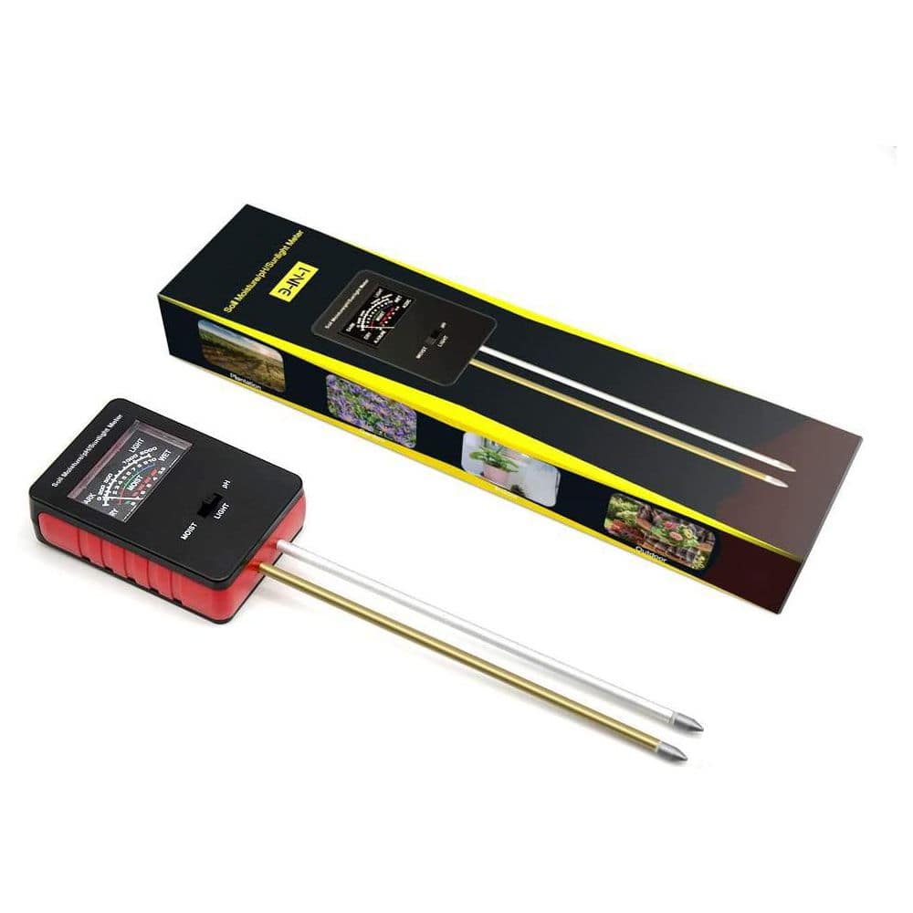 Soil pH Meter, Upgraded Large Screen Soil Moisture/Sunshine/pH Tester Backyard Soil Test Kit, Black - Hercitys