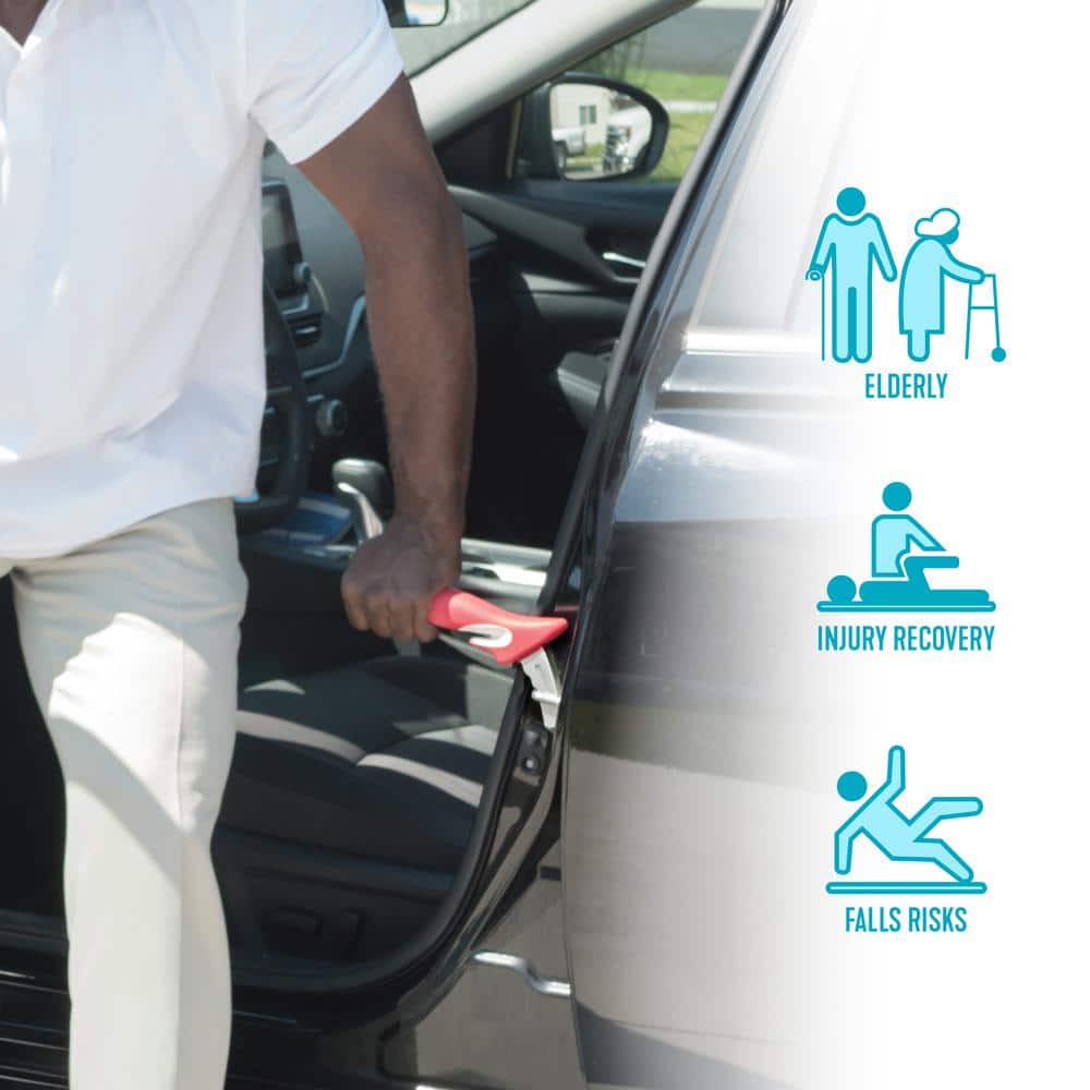 Steel Handybar 3-in-1 Vehicle Support Handle in Red - Hercitys