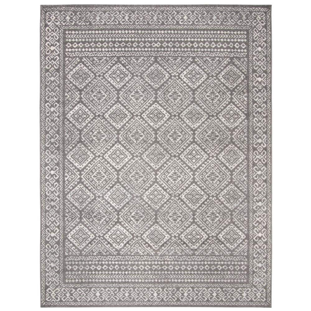 Tulum Dark Gray/Ivory 9 ft. x 12 ft. Border Area Rug - Hercitys