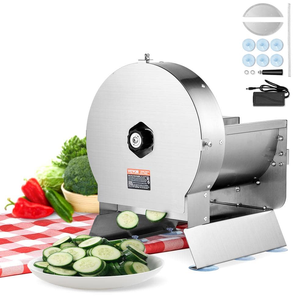 Electric Vegetable Slicer 0 to 0.5 in. Thickness Adjustable Commercial Slicer Convertible to Manual Stainless Steel - Hercitys