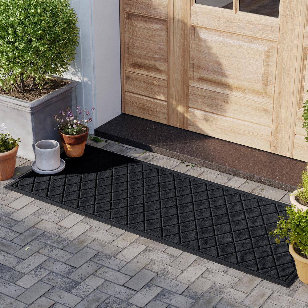 Waterhog Argyle Charcoal 22 in. x 60 in. PET Polyester Indoor Outdoor Runner Door Mat - Hercitys