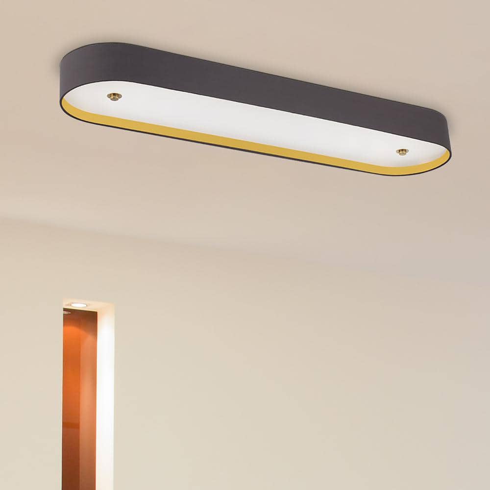 Stacy 44 in. Modern Gray with Brushed Gold Accents Dimmable Integrated Selectable CCT LED Flush Mount for Kitchens - Hercitys