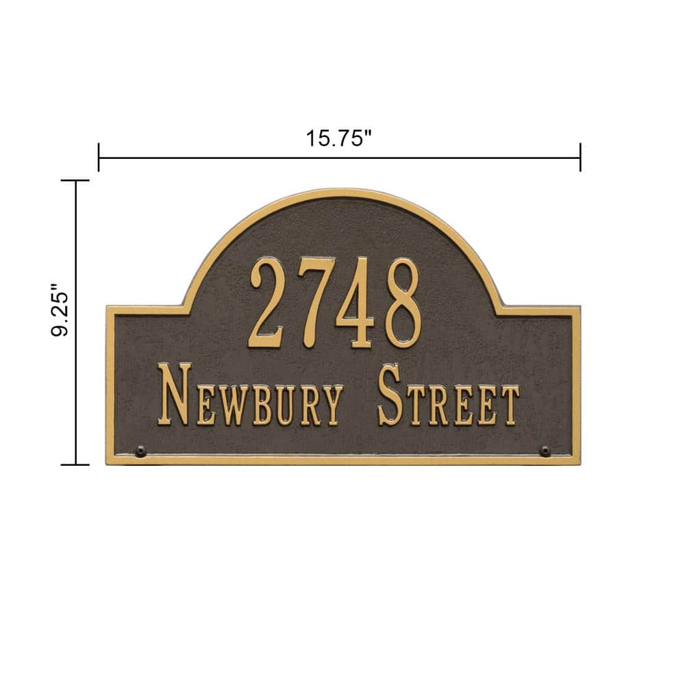 Arch Marker Standard Bronze/Gold Lawn 2-Line Address Plaque - Hercitys