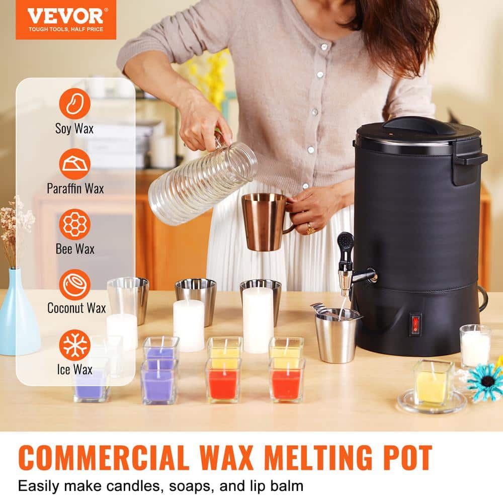 Wax Melter for Candle Making, 6.5 Liter Large Electric Wax Melting Pot Easy Pour Spout, 9-level Temperature Control - Hercitys