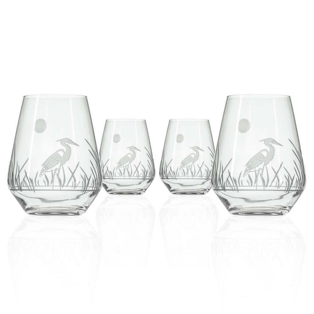 Heron 18 oz. Stemless Wine Tumbler Glasses – Set of 4 - Hercitys