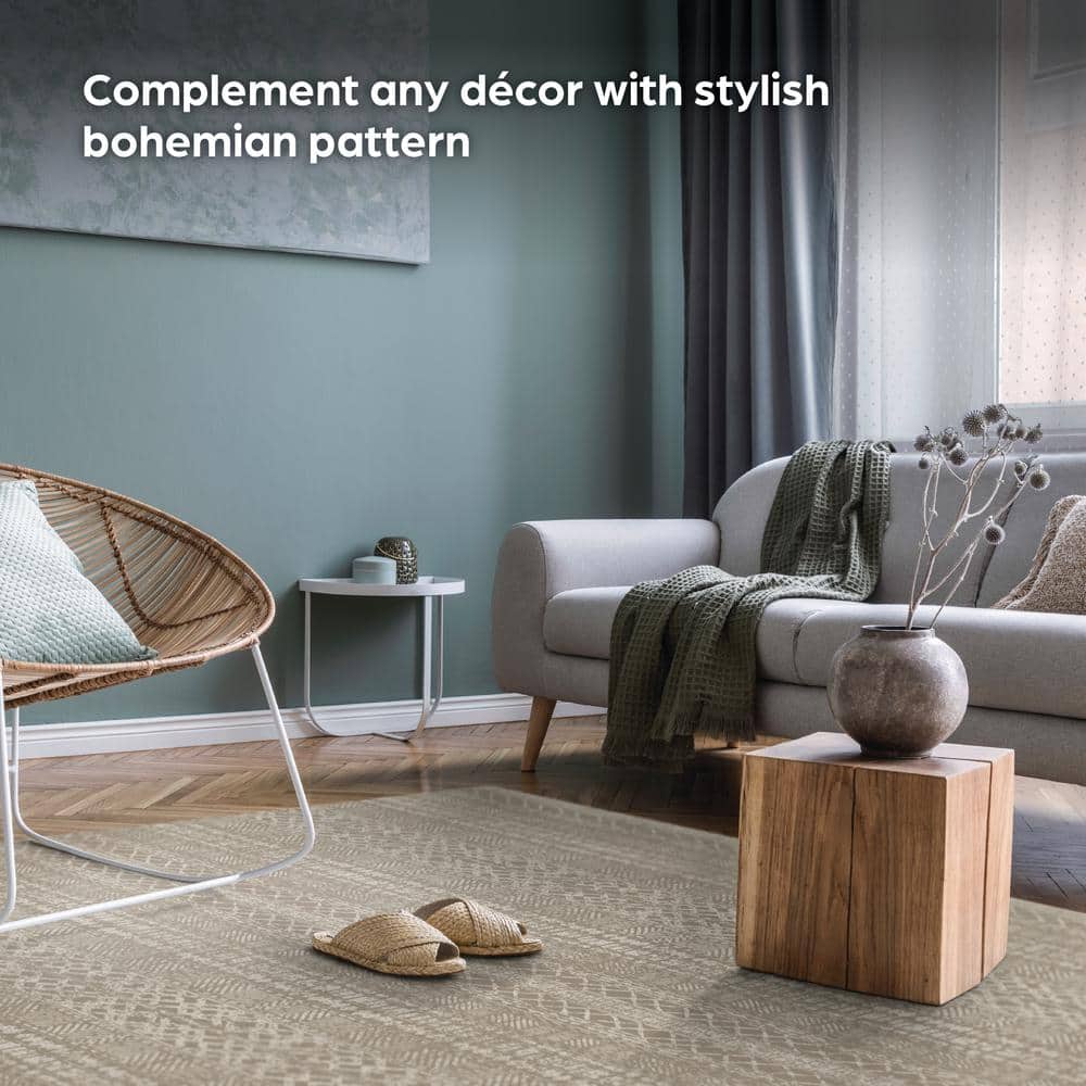 Bohemian Reversible Interlocking Foam Floor Tiles, Khaki 24.8 in. x 24.8 in. x 0.47 in. (6 pack) (24 sq. ft.) - Hercitys