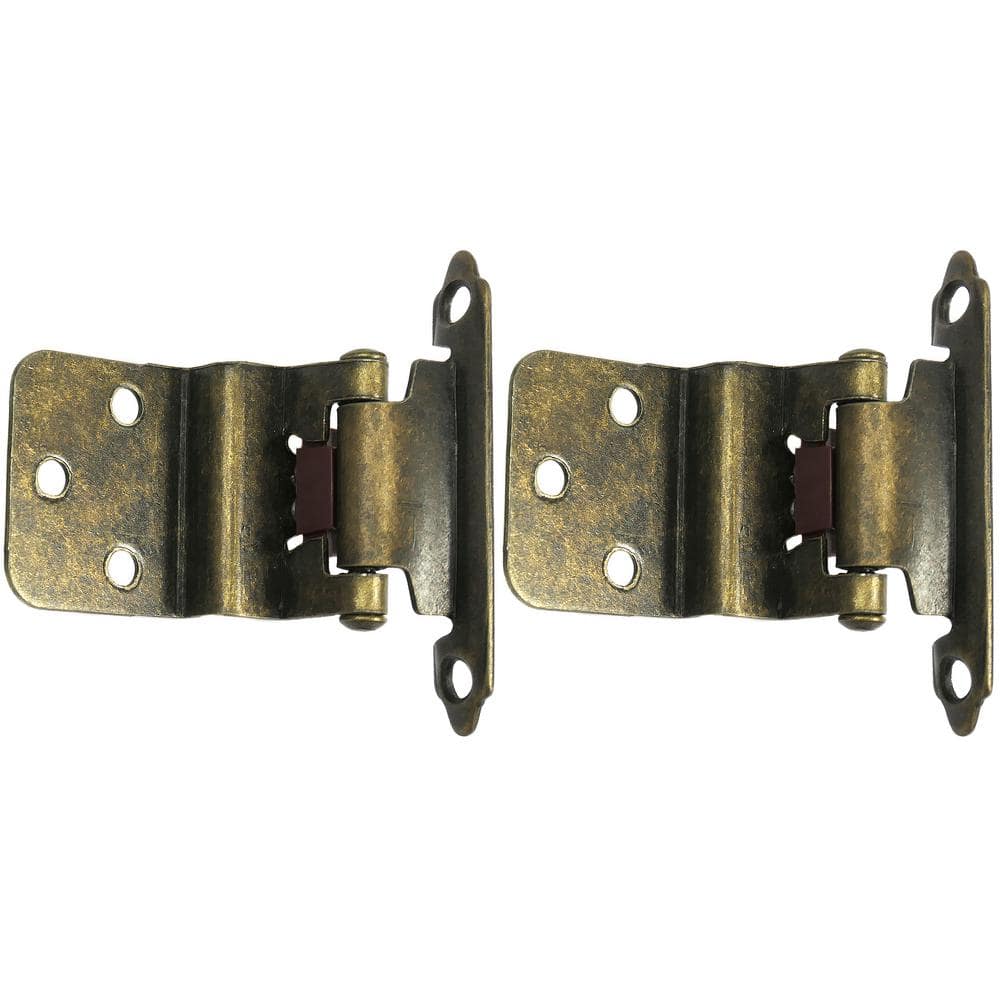 Face Frame Inset Antique Brass 3/8 inch Inset Self-Closing Hinge (25 -Pack) - Hercitys