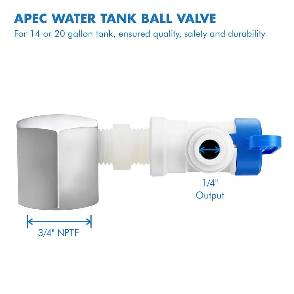 Tank Ball Valve 3/4 in. NPTF 1/4 in. Output for Reverse Osmosis Storage Tank (Standard System with 14/20 Gal. Tank) - Hercitys