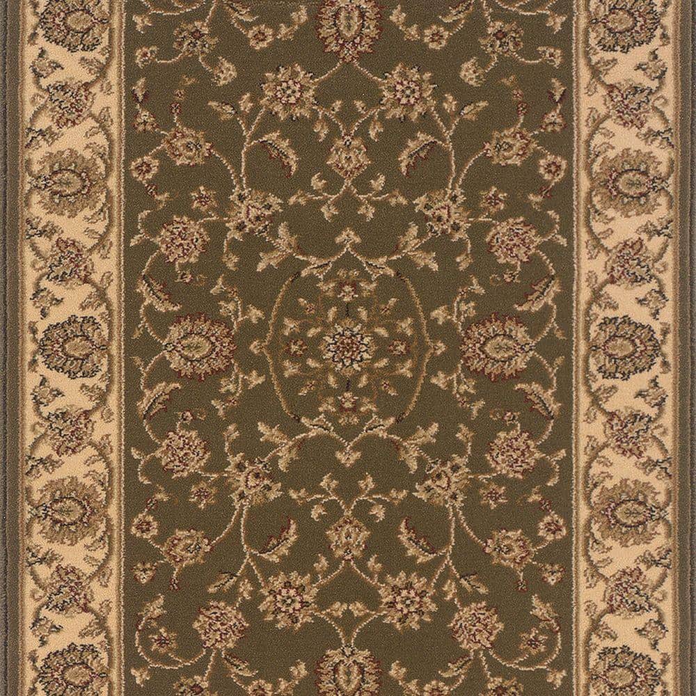 Kurdamir Rockland Green 33 in. x Your Choice Length Stair Runner Rug - Hercitys