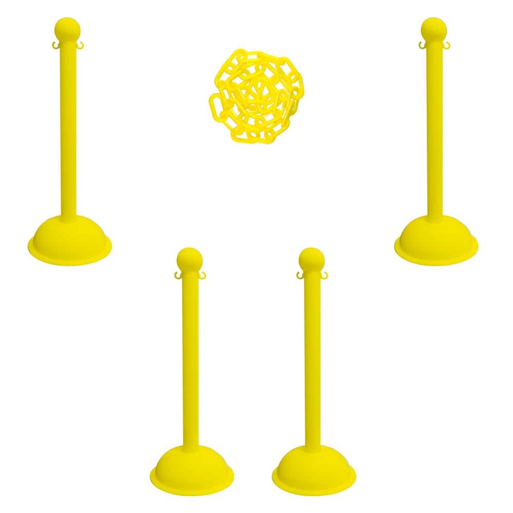 Heavy-Duty Stanchion and Chain Kit in Yellow - Hercitys