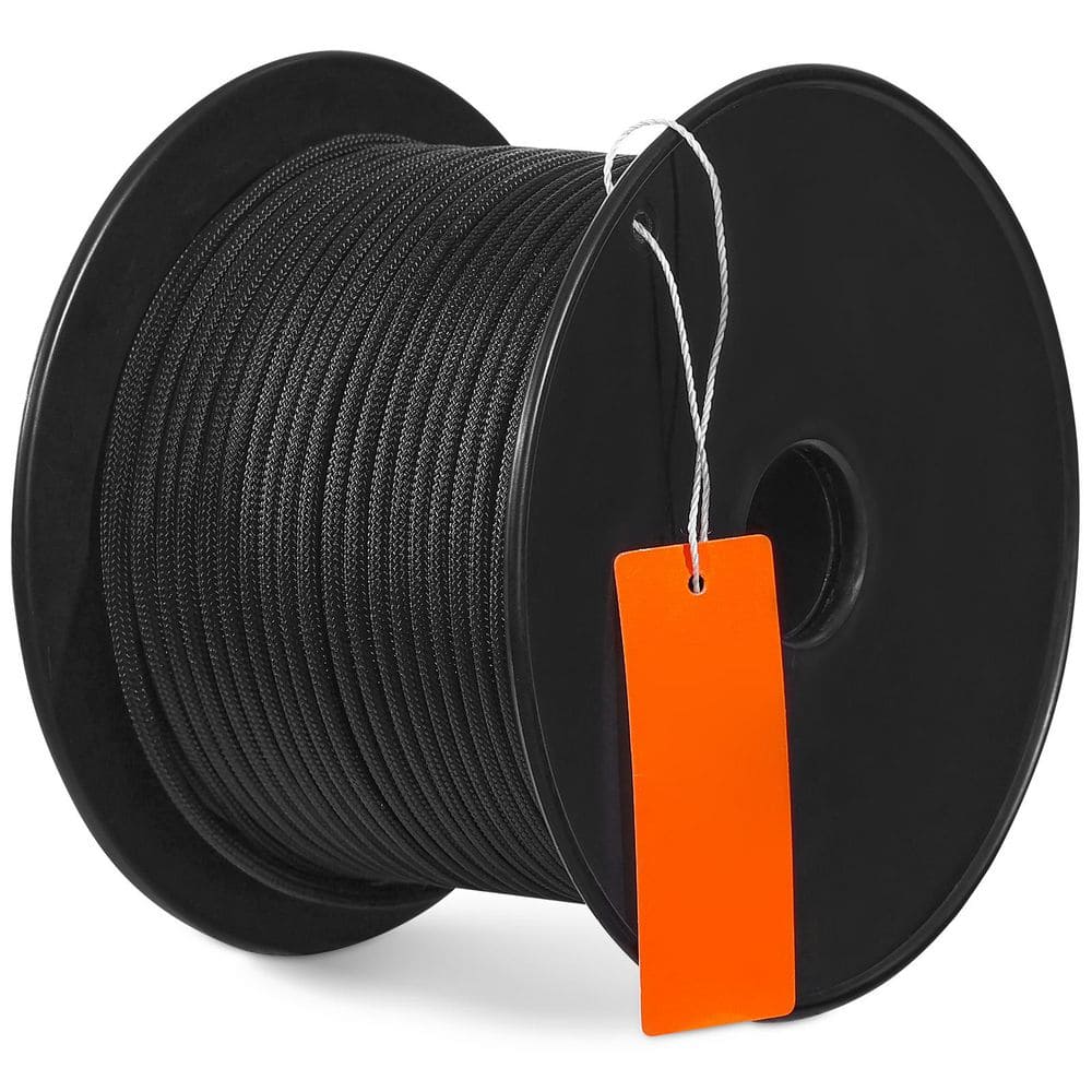 Braided Nylon Cord, Polyester 3/16 in. 4.72 ft. length 720 lbs. Tensile Strength, Multi-Purpose Black Rope, Woven - Hercitys