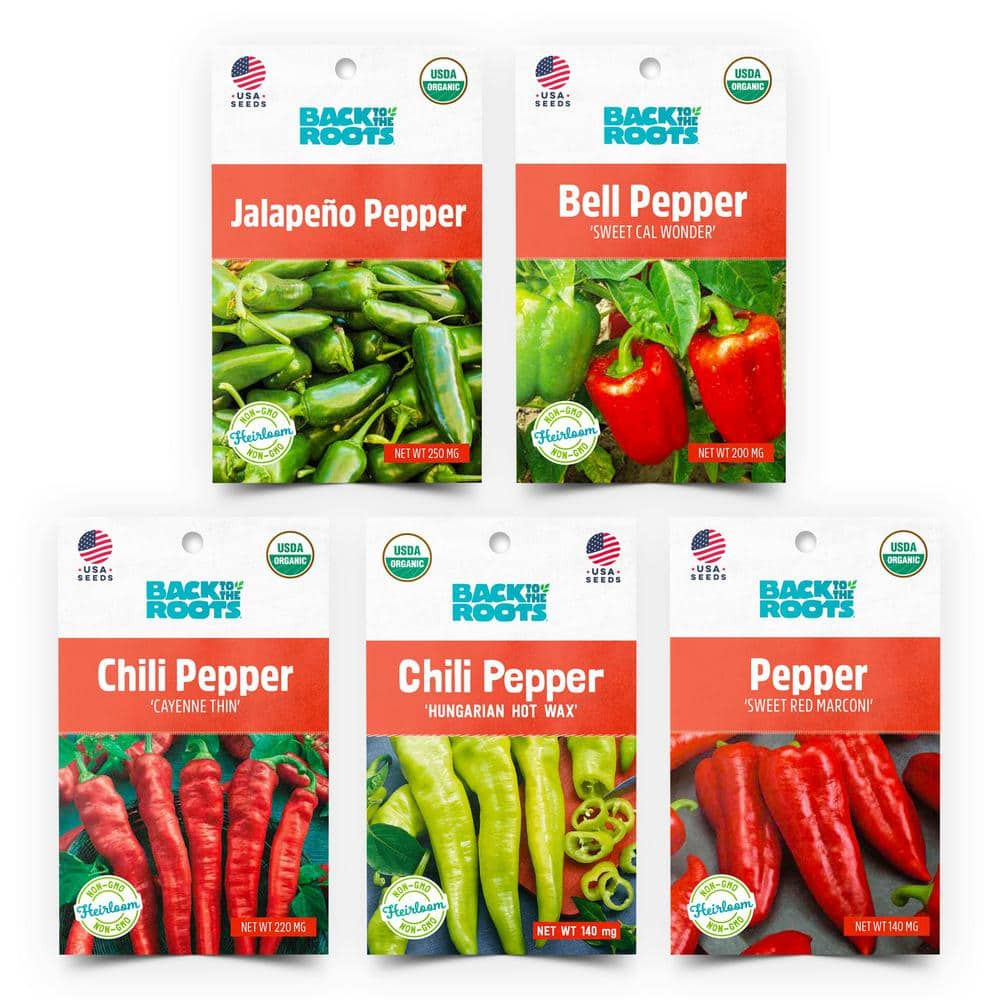 Organic Peppers Vegetable Seeds Variety (5-Pack) - Hercitys