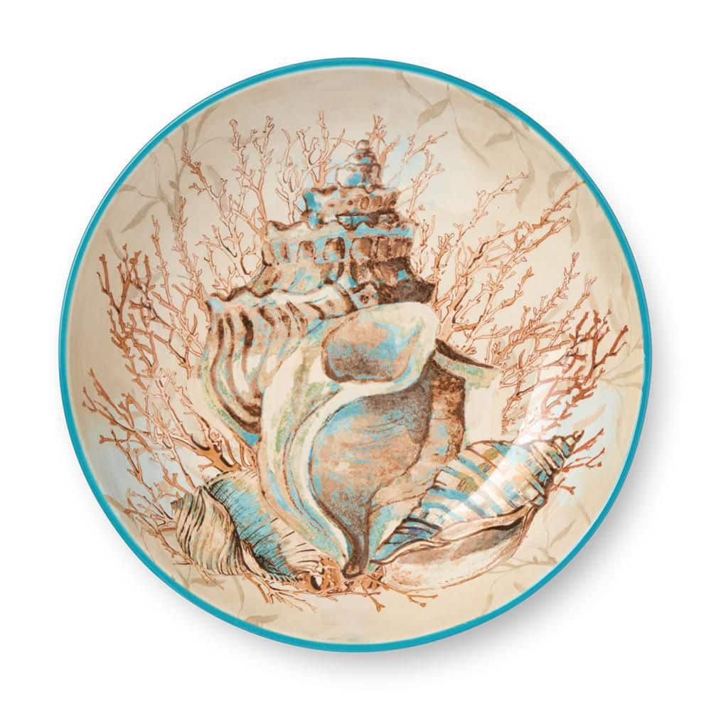 Escape to the Sea 13 in. 128 fl. oz. Multi-Colored Ceramic Serving Bowl - Hercitys