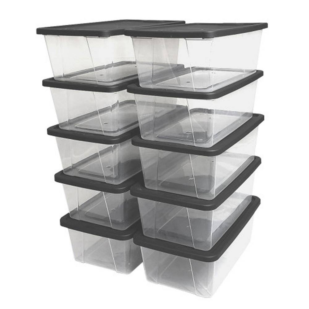Snaplock 6 qt. Organizer Storage Container Bin with Lid in Clear (20-Pack) - Hercitys