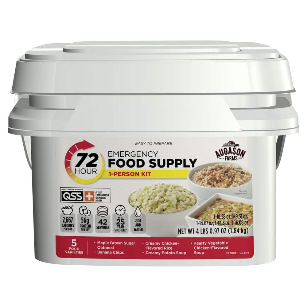 72-Hour 1-Person Emergency Food Supply Evacuation Pail 5 Varieties 25-Year Shelf Life - Hercitys
