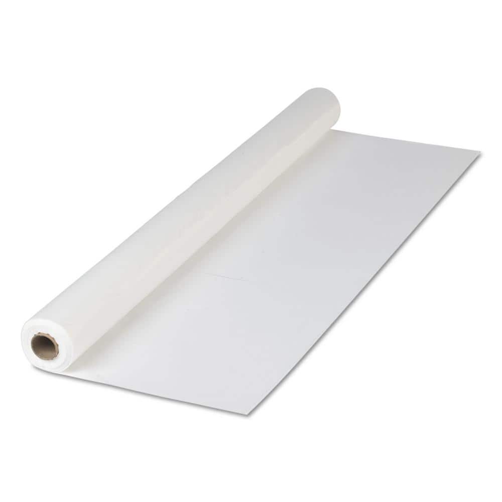 White Disposable Plastic Roll Table Covers, 40 in. x 300 ft - Hercitys
