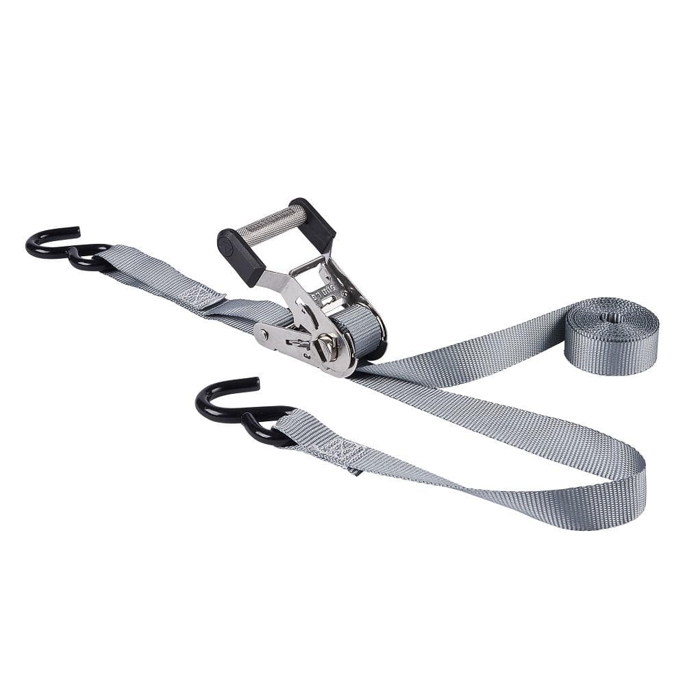 Stainless Steel Ratchet Tie-Down Strap 12 ft. x 1 in. 500 lbs. (2-Pack) - Hercitys