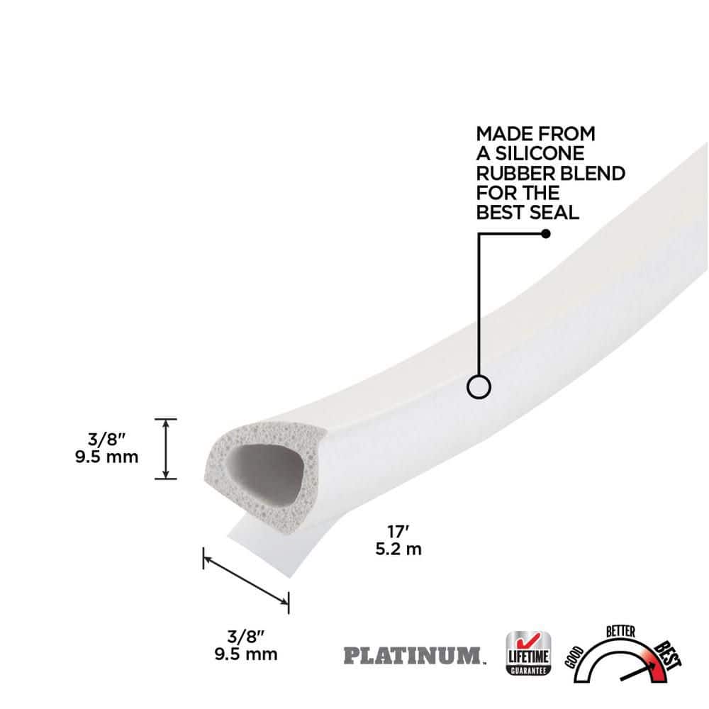PLATINUM™ 0.375 in. x 17 ft. White Silicone Rubber Window Seal for Ex-Large Gaps Weatherstrip Roll - Hercitys