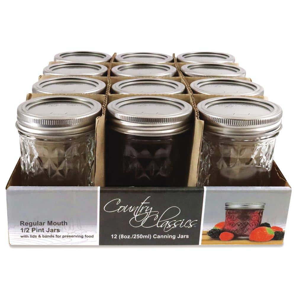 8 oz. Regular Mouth Glass Canning Jar (2 packs of 12) - Hercitys