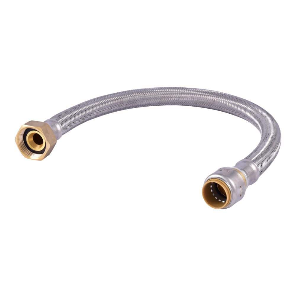 Max 3/4 in. Push-to-Connect x 1 in. Fip x 24 in. Braided Stainless Steel Water Softener Connector - Hercitys